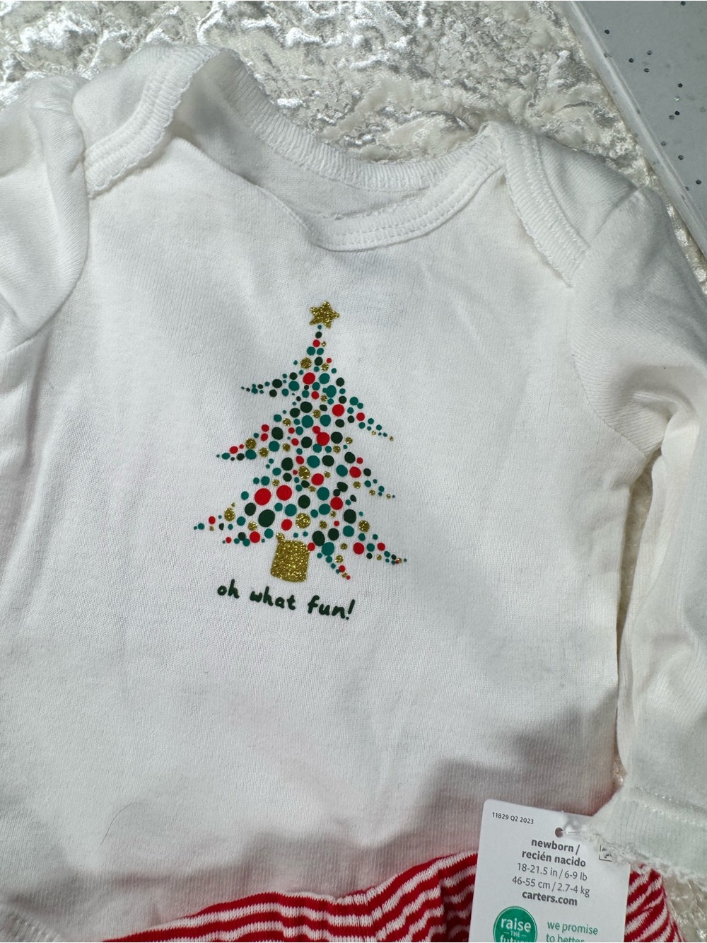 NWT CARTERS Baby Holiday 2 Outfits Set - Red & White First Christmas - Picture 3 of 6